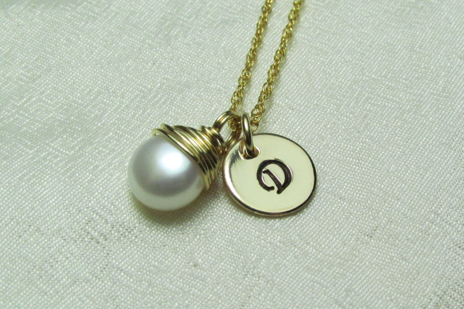 Initial Necklace Gold Pearl Necklace Personalized Necklace for - Etsy