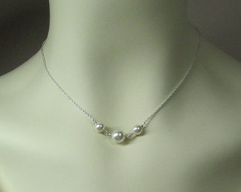 Bridesmaid Necklace Custom Floating Pearl Necklace Bridesmaid Jewelry Bridal Jewelry Bridesmaid Gift Bridesmaid Necklace Wedding Jewelry