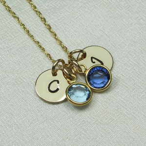 Mothers Necklace Birthstone Initial Necklace Gold Personalized Necklace for Mom Birthstone Necklace Personalized Jewelry Gift for Mom