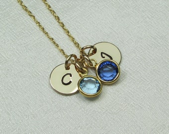 Mothers Necklace Birthstone Initial Necklace Gold Personalized Necklace for Mom Birthstone Necklace Personalized Jewelry Gift for Mom