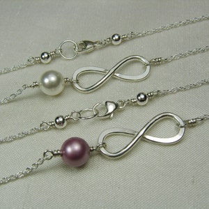 Infinity Pearl Necklace Bridesmaid Gift Bridesmaid Jewelry Pearl Bridesmaid Necklace Mothers Necklace Infinity Necklace Wedding Jewelry