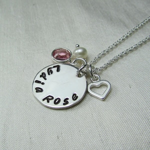 Birthstone Necklace Mothers Necklace Personalized Necklace for Mom Custom Name Necklace Sterling Silver Initial Necklace Monogram Jewelry