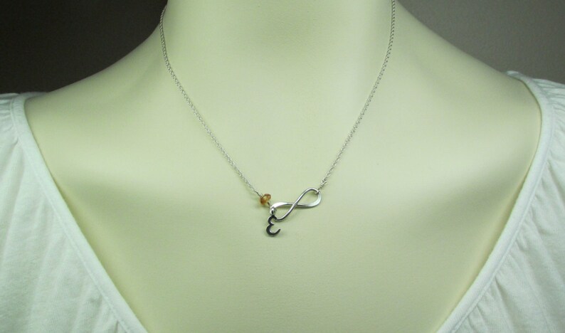 Birthstone Necklace for Mom Initial Necklace Personalized Infinity Necklace Sterling Silver Mothers Necklace Personalized Necklace for Mom