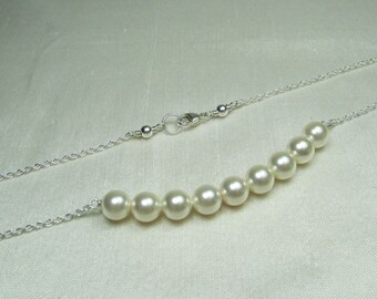 Pearl Bridesmaid Jewelry Pearl Bridal Necklace Pearl Necklace Pearl Bar Necklace Bridesmaid Gift Wedding Jewelry Ivory Pearl Bridal Jewelry