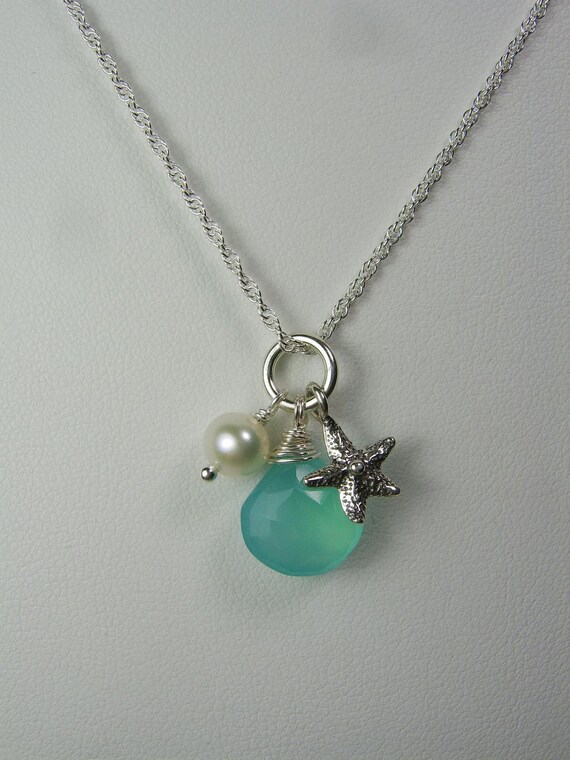 Bridesmaid Jewelry Beach Necklace Chalcedony Starfish Necklace Etsy