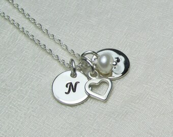 Personalized Necklace for Mom Two Initial Necklace Sterling Silver Monogram Necklace Mothers Necklace Personalized Jewelry Gift for Mom