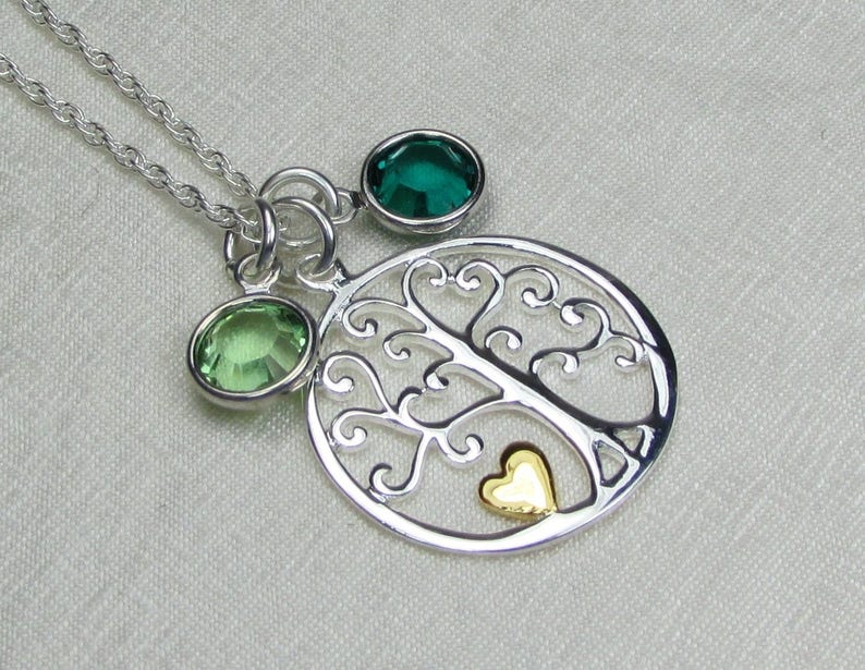 Personalized Mothers Necklace Birthstone Necklace for Mom Sterling Silver Family Tree Necklace Personalized Necklace Mothers Jewelry Gift