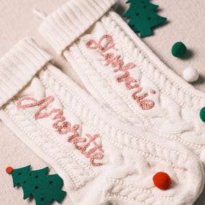 Embroidered Family Holiday Stockings | Knit Christmas Decor | Fireplace Essential