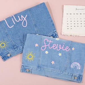 Personalisierte Jeansjacke für Mädchen - Bestickte Jeansjacke mit Namen - Kinder personalisiertes Geschenk - Baby Girl Boutique Kleidung