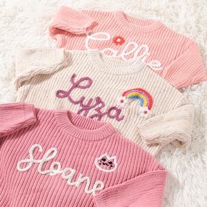 Personalized Baby Name Sweater, Embroidered Kids Sweatshirt, Toddler Knit Sweater, Custom Baby Sweater with Name, Unique Baby Gifts