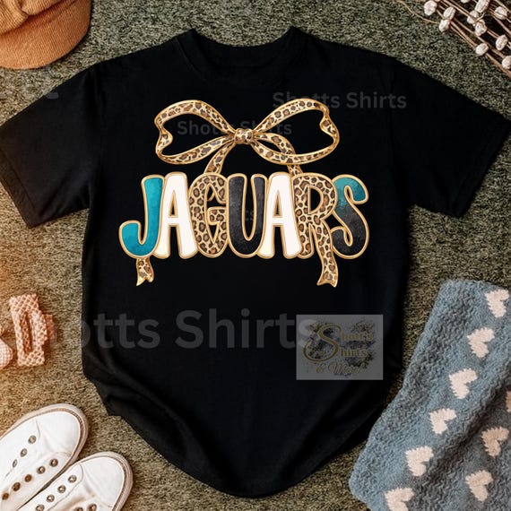 Jacksonville Jaguars Leopard Bow PNG | Football Mom Game Day Design | Sublimation & DTF Transfer File