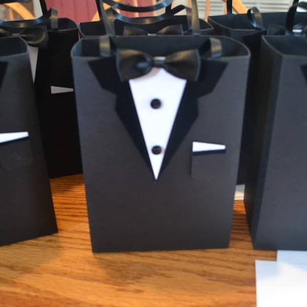 Groomsmen gift bags/ Proposal bag/Tuxedo gift bag, Groomsmen, Wedding gift (various sizes)