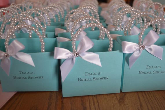 Custom Event Favor Bag: Pearl Handle, Ribbon Bow