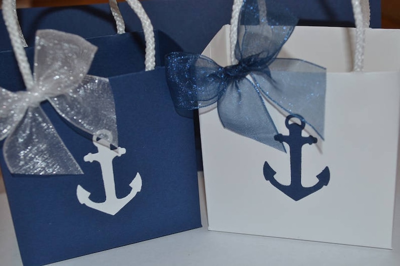 Nautical Party favor bags anchor with rope handles image 1