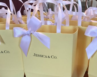 Yellow Party Favor Bag with White Bow: Baby Shower, Bridal, Baptism