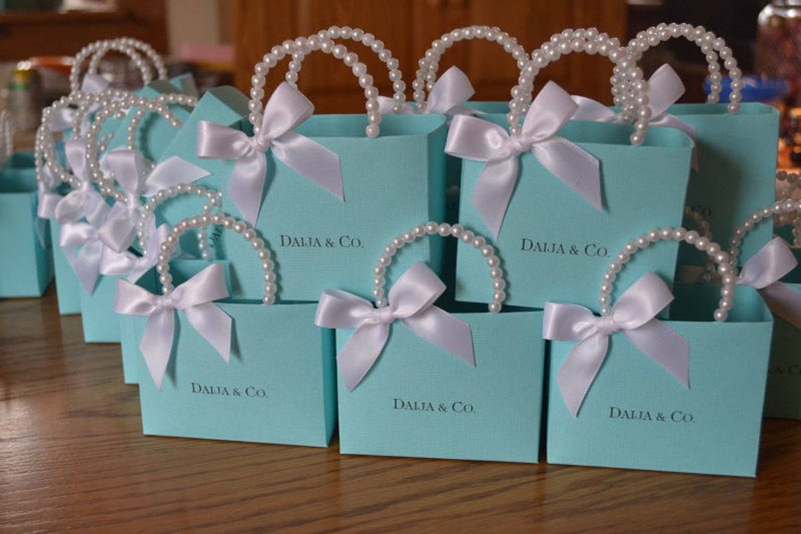 Blue pearl handle bags for party favors weddings showers image 2