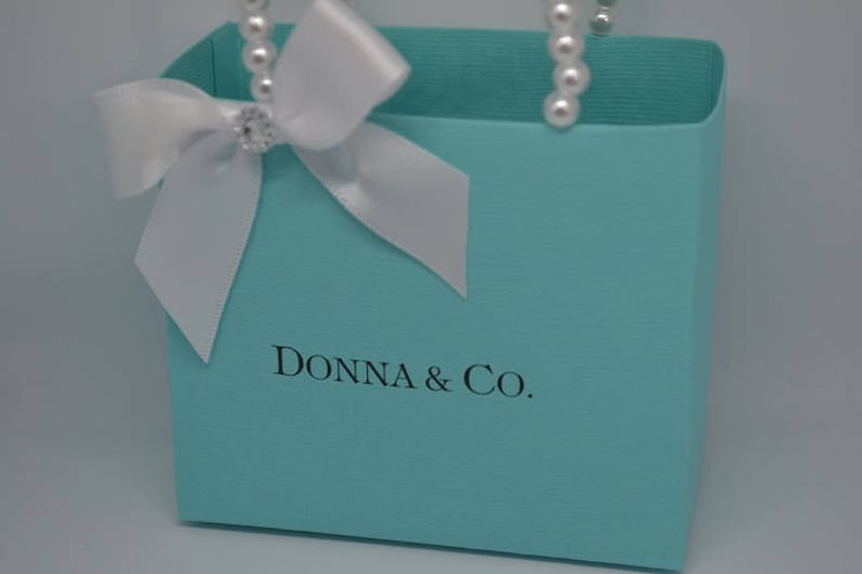 Blue Party Favor Bags With Pearl Handles Etsy