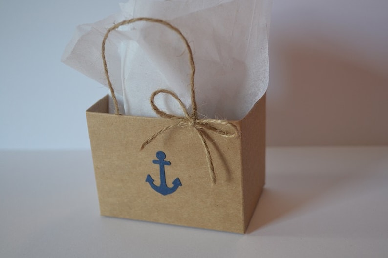 Nautical Party favor bags blue anchor with rope handles ...