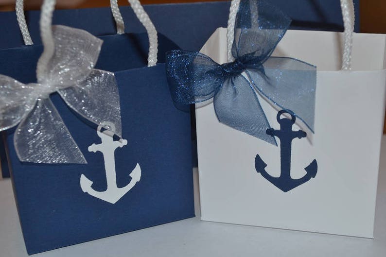 Nautical Party favor bags anchor with rope handles image 2