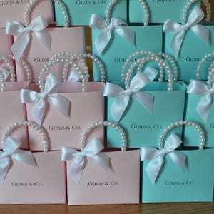 Pearl handle Pink & blue party favor bags, Personalized for you!