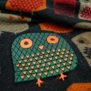 3D Printed Owl Fabric Patch – Flexible Mesh-Fused Wearable Art & Modern Textile Accent