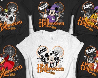 Vintage Disney Halloween All Characters Shirts, Mickey And Friends Halloween Shirt, Halloween Party Shirts, Disney Family Halloween Shirts