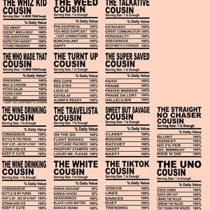 Puede incluir: Un gr&aacute;fico humor&iacute;stico que detalla diferentes arquetipos de "Primo", como "The Whiz Kid" y "The Weed", con rasgos de personalidad asociados y valores porcentuales. El dise&ntilde;o es audaz, con texto claro sobre un fondo neutro.
