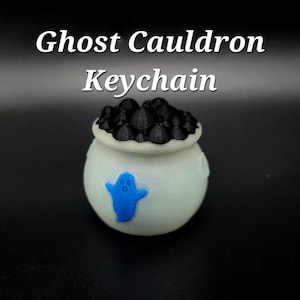 Ghost Cauldron Keychain | Spooky Halloween Decor | Unique Keychain with Keyring | Custom Keychain | Trick or Treat | Festive Fall Gifts