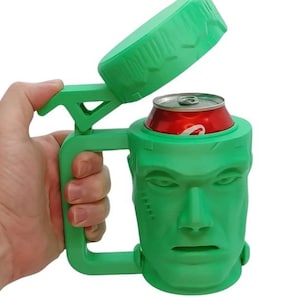 Franken-Stein Flip Top Can Coozie – Novelty Monster Drink Holder with Hinged Lid – 3D Printed Mug for Soda, Beer, and Energy Drinks
