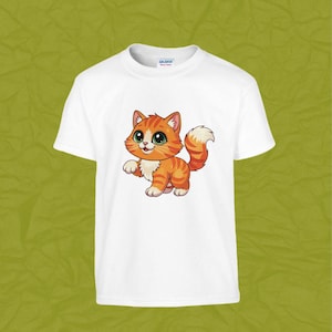 Cute Cat Kids Shirt, kids animal shirt, zoo animal kids shirt, cartoon animal kids shirt, cute animal kids shirt - Gildan Softstyle