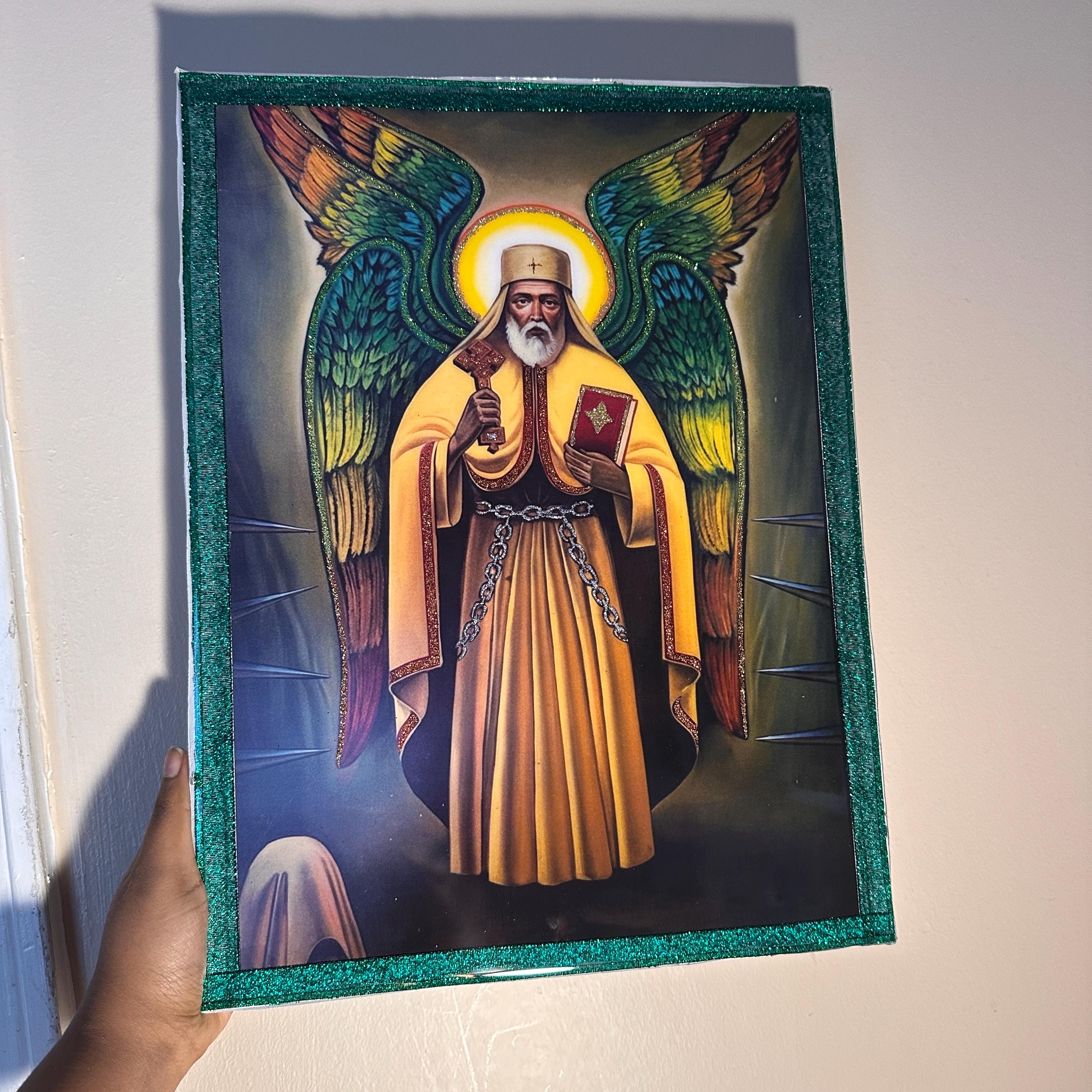 Ethiopia Orthodox Icon Abune Tekle Hayemanot Glitter Detailed Epoxy 