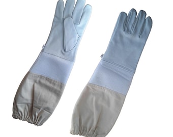Goatskin Beekeeping Gloves: Long Cuff Sting Protection, Sizes M-4XL