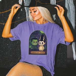 Labubu Halloween Tee, Cute Monster T-Shirt, Kawaii Shirt, Unisex Garment-Dyed Halloween Costume, Trendy Labubu Merchandise