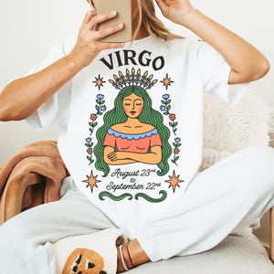 Virgo Zodiac Oversized Tee – Vintage Celestial Astrology T-Shirt, Comfort Colors