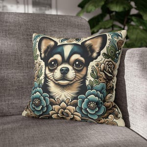 Chihuahua Decor Pillow Cover, Colorful Dog Cushion Pillowcase, Pet Lover Gift, Home Accent, Living Room Decor, Retro