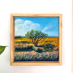 Original Acrylic Tree Painting: Minimalist Landscape Art