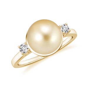 Anello con perla dorata, anello in argento sterling 925 con perla dei mari del sud, anello nuziale con moissanite, anello con perla placcato oro, gioielli da sposa per donna