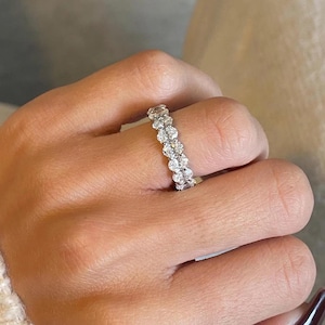 Moissanite Full Eternity Band in 925 Sterling Silver Moissanite Stacking Band, Wedding Band For Women, Stackable Ring, Statement Band Ring