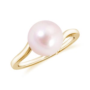 Anello fatto a mano con perla rosa naturale, anello a fascia ondulata in argento sterling 925, anello con perla rotonda da 8-10 mm per donna, anello con perla delicato regalo per lei