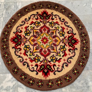 Vintage Swedish 5x5 ft: Round Soft Rug Rya Rug Home Decor