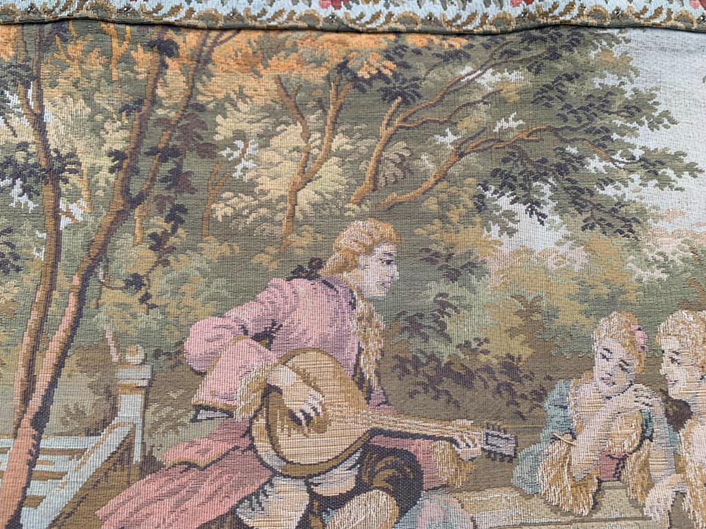 Vintage French Pictorial Singing View Tapestry: 2x3 Ft Wall