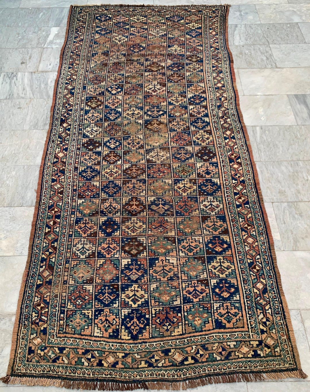 Vintage Afghan Runner Rug: 4x8 Ft Kitchen Hallway Low Pile Large Runner ...