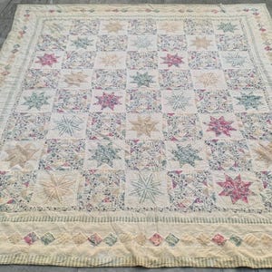Vintage Tablecloth 7x8 Multicolor Patch Work Quilt