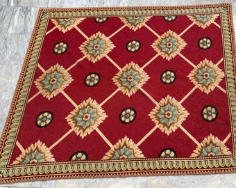 Vintage French Aubusson Style Rug: Chain Stitch Needlepoint Rug