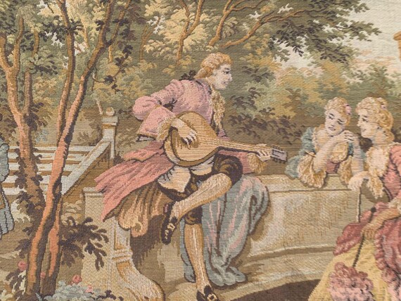 Vintage French Pictorial Singing View Tapestry: 2x3 Ft Wall