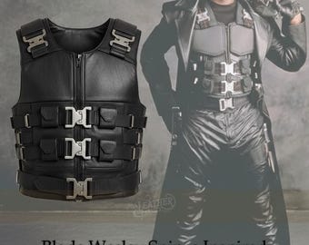 Chaleco de cuero inspirado en Blade, el cazador de vampiros Wesley Snipes