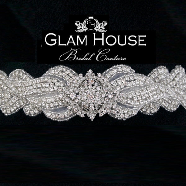 Elegante bruids Sash gordel, beaded riem bruids sash Strass, vintage bruids sash, sash gordel, rhinestone bruiloft band, bruiloft jurk riem
