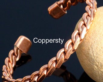 Handmade Twisted Copper Bangle | Adjustable Unisex Bracelet