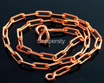 Pure Copper Chunky Chain Bracelet, Antique Finish, 2 mm