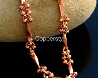 Solid Copper Bead Chain, Antique Finish, Chunky Necklace